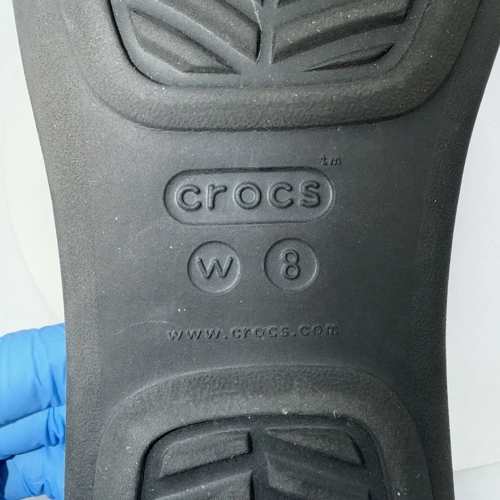 Crocs Monterey Diamante Wedge Flip Flops Black Women's Size 8 Boho Comfort